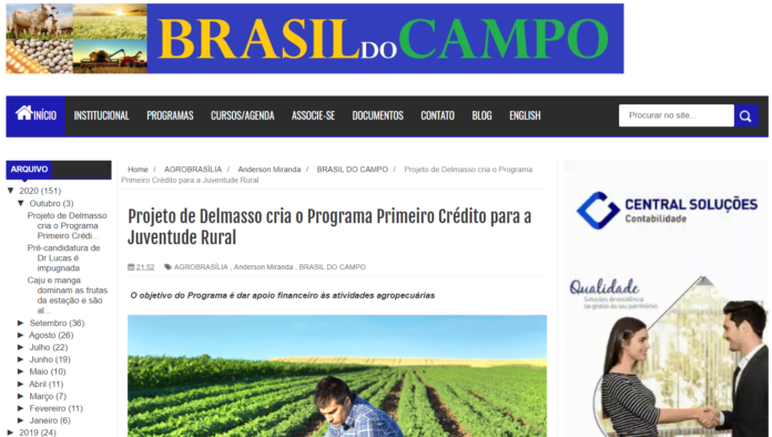 Brasil do Campo: Projeto de Delmasso cria o Programa Primeiro Crédito para a Juventude Rural