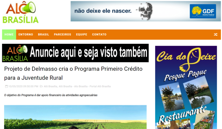 Alô Brasília: Projeto de Delmasso cria o Programa Primeiro Crédito para a Juventude Rural