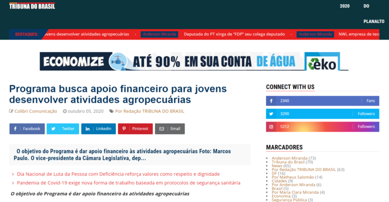Tribuna do Brasil: Projeto de Delmasso cria o Programa Primeiro Crédito para a Juventude Rural