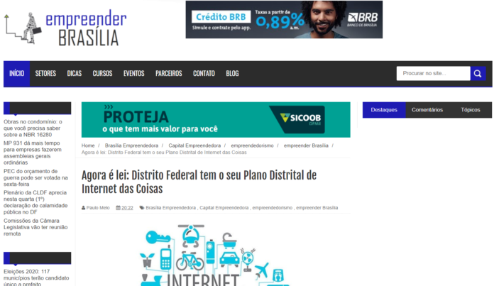 Empreender Brasília: Agora é lei: Distrito Federal tem o seu Plano Distrital de Internet das Coisas