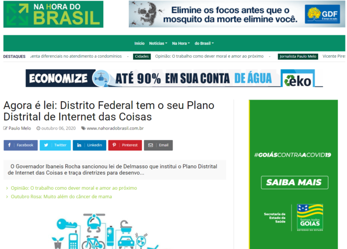 Na Hora do Brasil: Agora é lei: Distrito Federal tem o seu Plano Distrital de Internet das Coisas