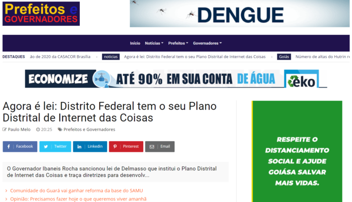 Prefeitos e Governadores: Agora é lei: Distrito Federal tem o seu Plano Distrital de Internet das Coisas