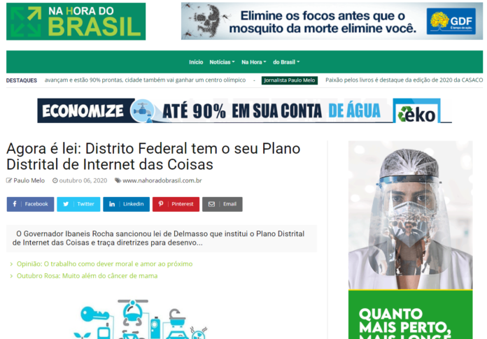 Na Hora do Brasil: Agora é lei: Distrito Federal tem o seu Plano Distrital de Internet das Coisas