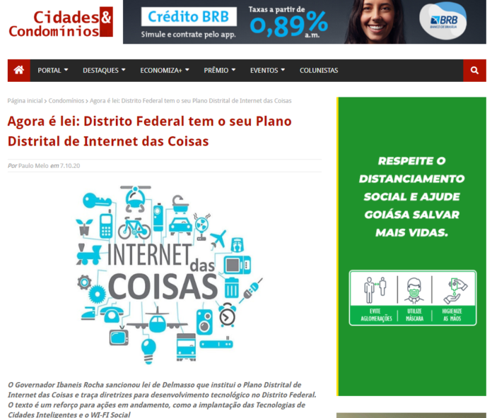 Cidades e Condomínios: Agora é lei: Distrito Federal tem o seu Plano Distrital de Internet das Coisas