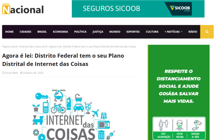 Foco Nacional: Agora é lei: Distrito Federal tem o seu Plano Distrital de Internet das Coisas