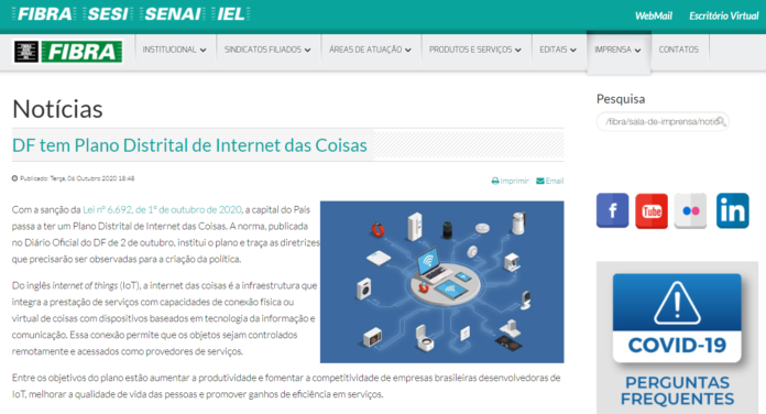 Sistema Fibra: DF tem Plano Distrital de Internet das Coisas