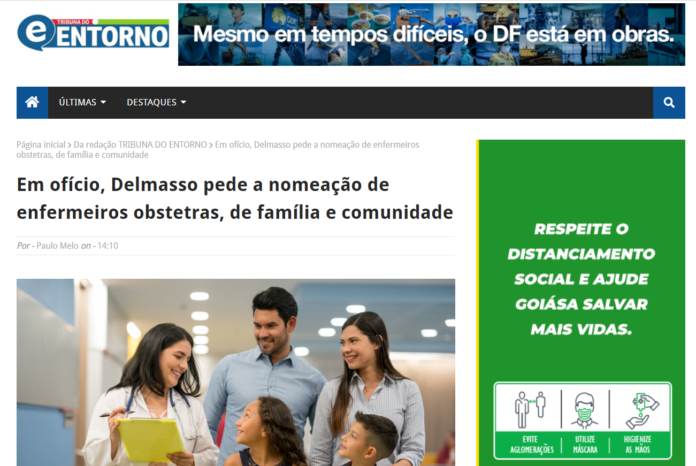 Tribuna do Entorno: Em ofício, Delmasso pede a nomeação de enfermeiros obstetras, de família e comunidade