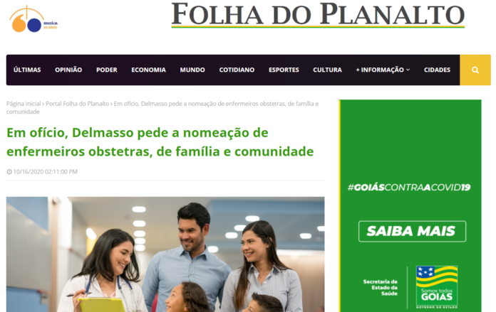 Folha do Planalto: Em ofício, Delmasso pede a nomeação de enfermeiros obstetras, de família e comunidade