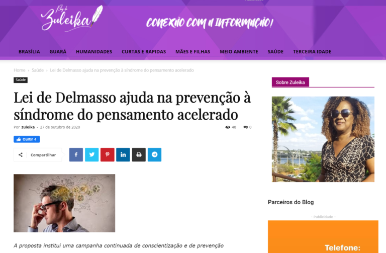 Blog da Zuleika: Lei de Delmasso ajuda na prevenção à síndrome do pensamento acelerado