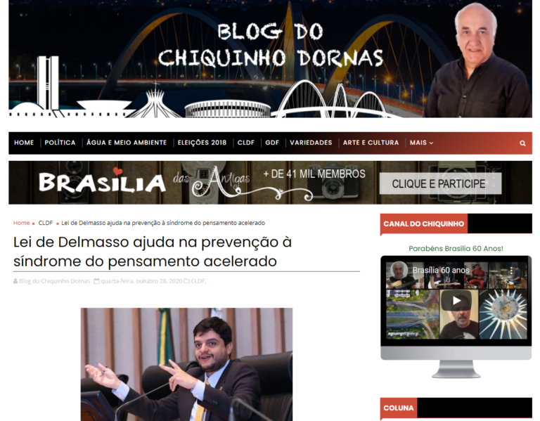 Blog do Chiquinho Dornas: Lei de Delmasso ajuda na prevenção à síndrome do pensamento acelerado