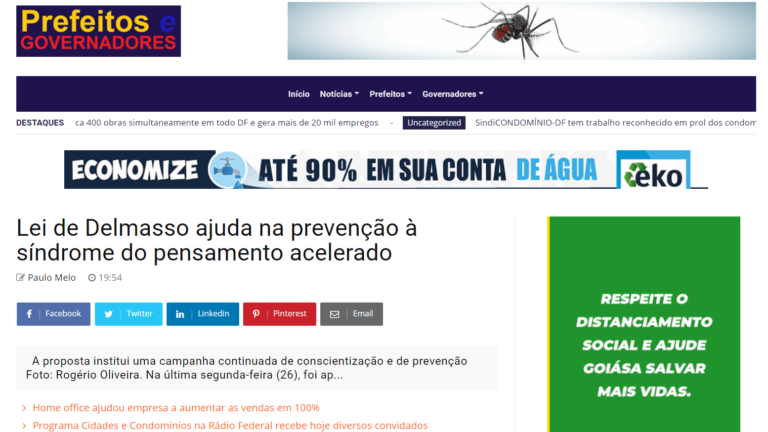 Prefeitos e Governadores: Lei de Delmasso ajuda na prevenção à síndrome do pensamento acelerado