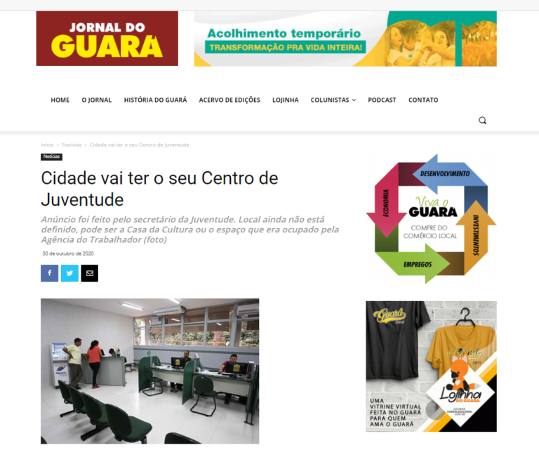 Jornal do Guará: Cidade vai ter o seu Centro de Juventude