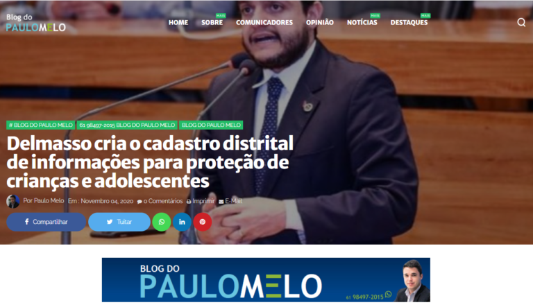 Blog do Paulo Melo: Delmasso cria o cadastro distrital de informações para proteção de crianças e adolescentes