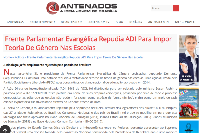 Antenados: Frente Parlamentar Evangélica Repudia ADI Para Impor Teoria De Gênero Nas Escolas