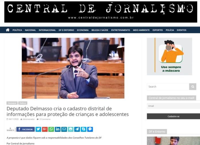 Central de Jornalismo: Deputado Delmasso cria o cadastro distrital de informações para proteção de crianças e adolescentes Central de Jornalismo: Deputado Delmasso cria o cadastro distrital de informações para proteção de crianças e adolescentes