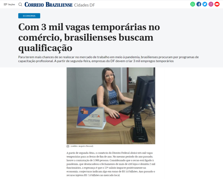 Correio Braziliense: Com 3 mil vagas temporárias no comércio, brasilienses buscam qualificação
