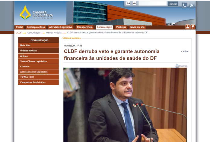 Portal CLDF: CLDF derruba veto e garante autonomia financeira às unidades de saúde do DF