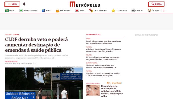 Metrópoles: CLDF derruba veto e poderá aumentar destinação de emendas à saúde pública