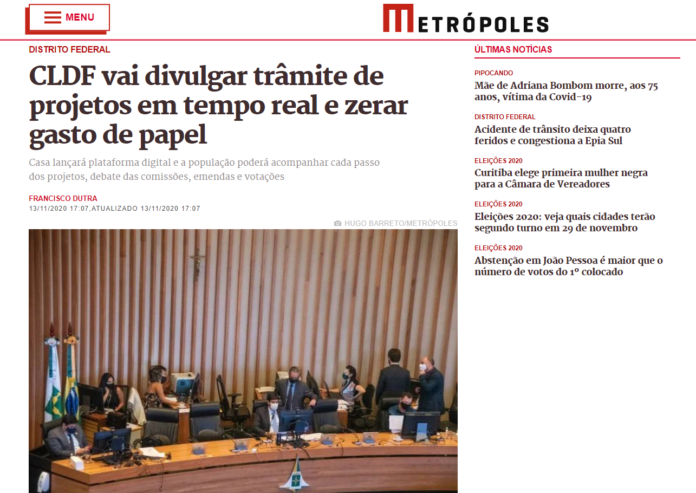 Metrópoles: CLDF vai divulgar trâmite de projetos em tempo real e zerar gasto de papel