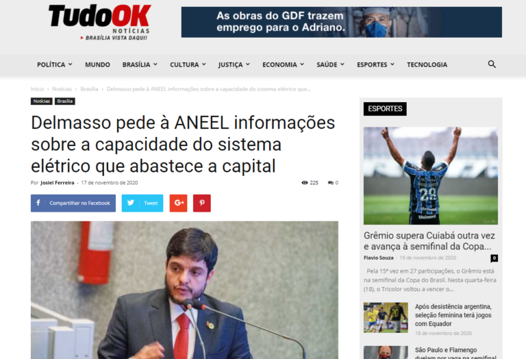 Tudo Ok Notícias: Delmasso pede à ANEEL informações sobre a capacidade do sistema elétrico que abastece a capital
