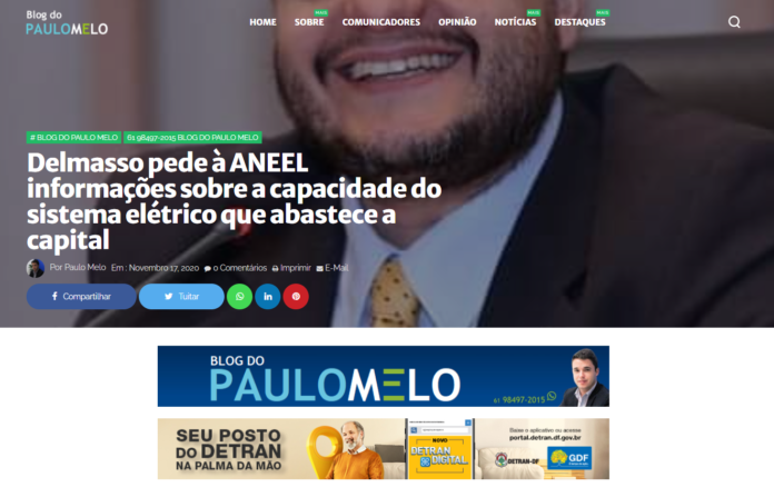 Blog do Paulo Melo: Delmasso pede à ANEEL informações sobre a capacidade do sistema elétrico que abastece a capital