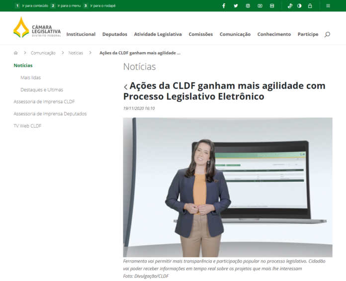 Portal da CLDF: Ações da CLDF ganham mais agilidade com Processo Legislativo Eletrônico