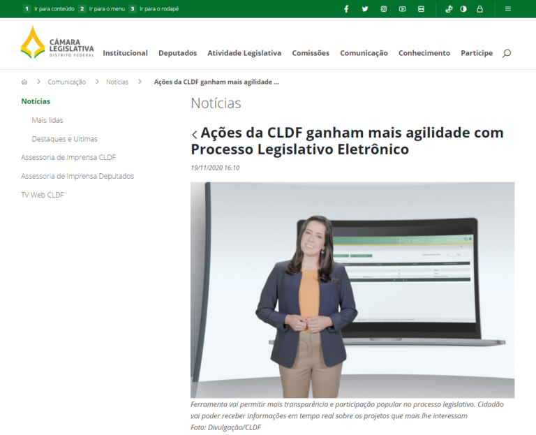 Portal da CLDF: Ações da CLDF ganham mais agilidade com Processo Legislativo Eletrônico