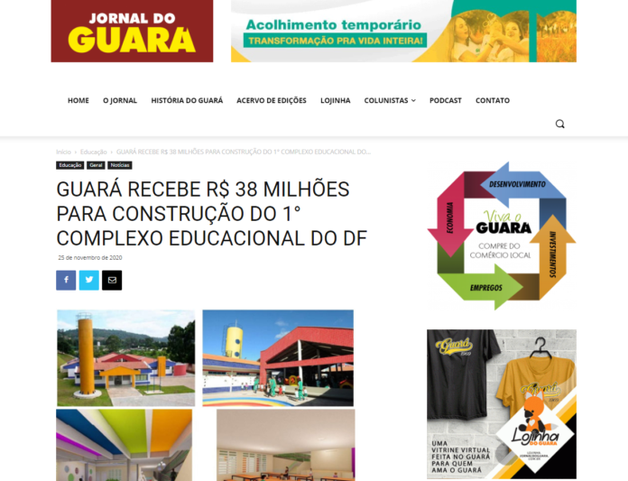 Jornal do Guará: GUARÁ RECEBE R$ 38 MILHÕES PARA CONSTRUÇÃO DO 1° COMPLEXO EDUCACIONAL DO DF