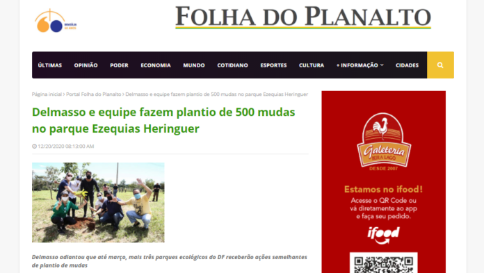 Folha do Planalto: Delmasso e equipe fazem plantio de 500 mudas no parque Ezequias Heringuer