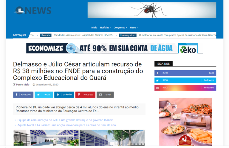 Congresso News: Delmasso e Júlio César articulam recurso de R$ 38 milhões no FNDE para a construção do Complexo Educacional do Guará