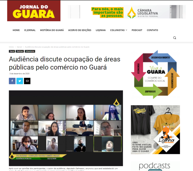 Jornal do Guará: Audiência discute ocupação de áreas públicas pelo comércio no Guará