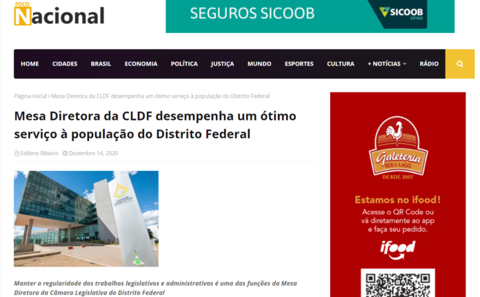 Foco Nacional: Mesa Diretora da CLDF desempenha um ótimo serviço à população do Distrito Federal