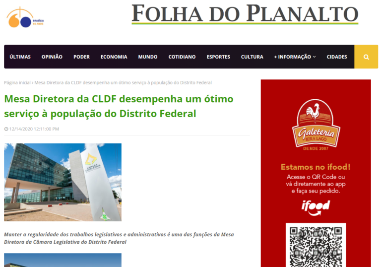 Folha do Planalto: Mesa Diretora da CLDF desempenha um ótimo serviço à população do Distrito Federal