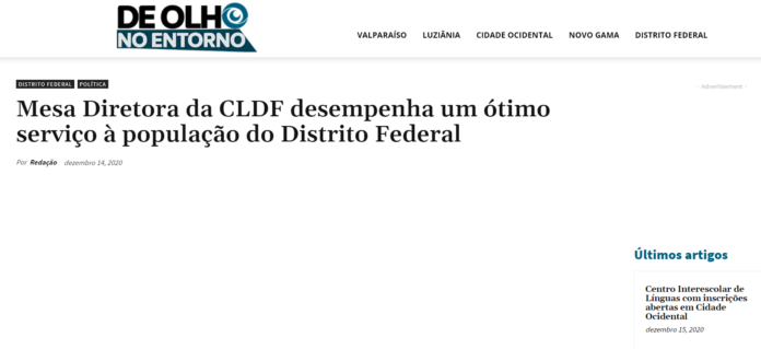 De Olho no Entorno: Mesa Diretora da CLDF desempenha um ótimo serviço à população do Distrito Federal De Olho no Entorno: Mesa Diretora da CLDF desempenha um ótimo serviço à população do Distrito Federal