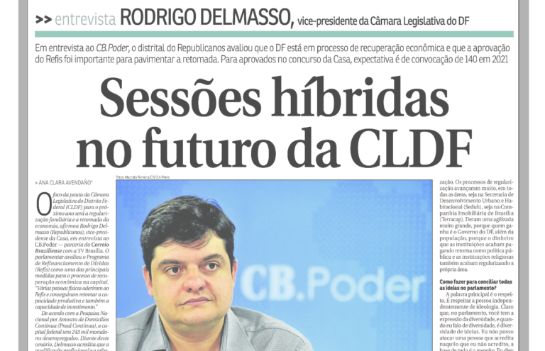 Correio Braziliense: Regularização fundiária e retomada da economia são os temas da CLDF em 2021, diz Delmasso