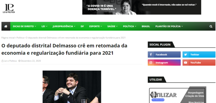 Lei e Política: O deputado distrital Delmasso crê em retomada da economia e regularização fundiária para 2021
