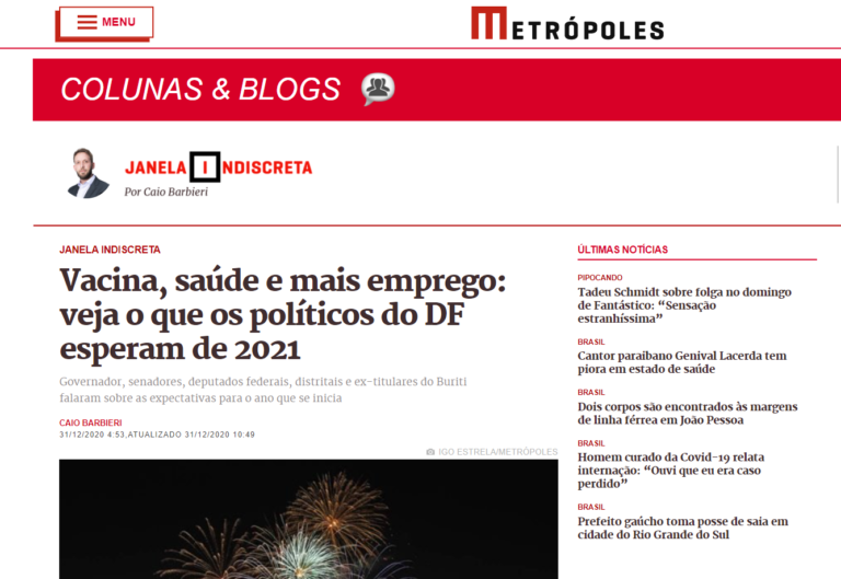 Metrópoles: Vacina, saúde e mais emprego: veja o que os políticos do DF esperam de 2021