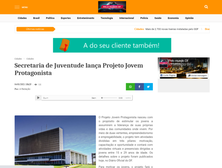 Pelo Mundo DF: Secretaria de Juventude lança Projeto Jovem Protagonista