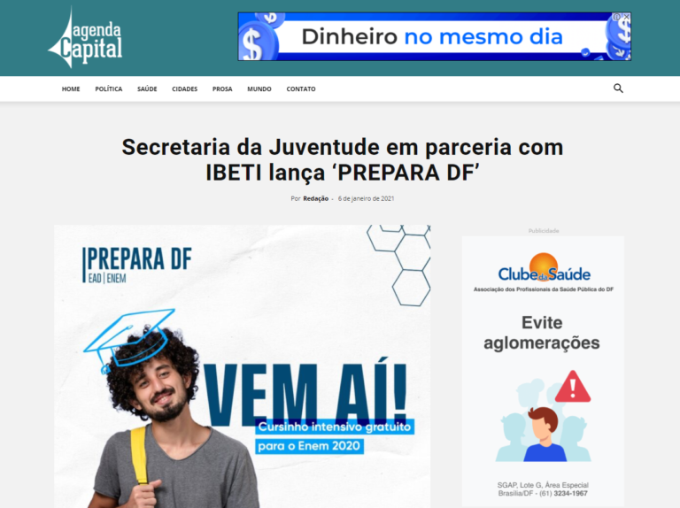Agenda Capital: Secretaria da Juventude em parceria com IBETI lança ‘PREPARA DF’