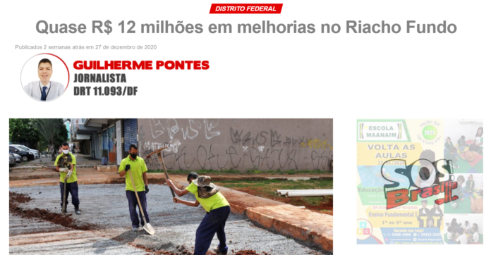 Bomba Bomba: Quase R$ 12 milhões em melhorias no Riacho Fundo