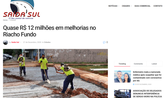 Saída Sul: Quase R$ 12 milhões em melhorias no Riacho Fundo