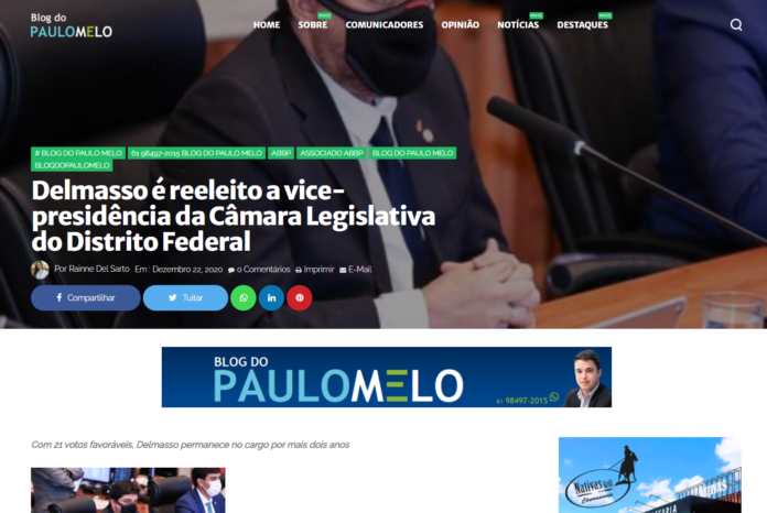 Blog do Paulo Melo: Delmasso é reeleito a vice-presidência da Câmara Legislativa do Distrito Federal