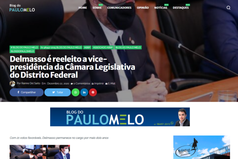 Blog do Paulo Melo: Delmasso é reeleito a vice-presidência da Câmara Legislativa do Distrito Federal