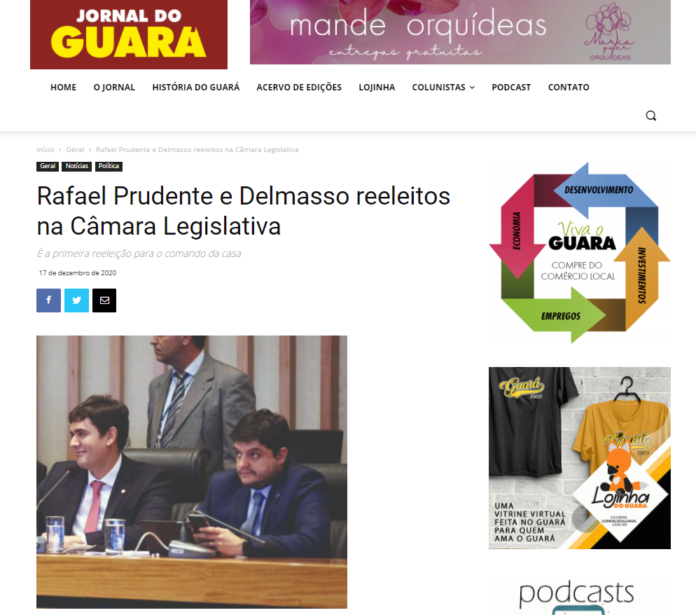 Jornal do Guará: Rafael Prudente e Delmasso reeleitos na Câmara Legislativa Jornal do Guará: Rafael Prudente e Delmasso reeleitos na Câmara Legislativa
