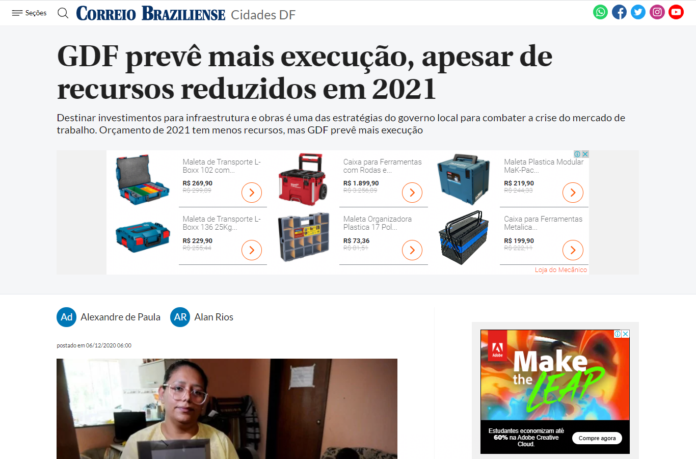 Correio Braziliense: GDF prevê mais execução, apesar de recursos reduzidos em 2021