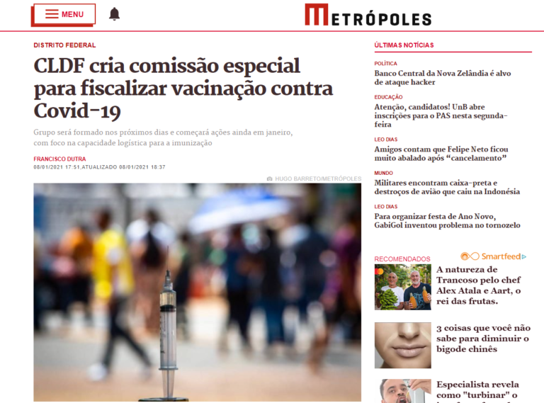 Metrópoles: CLDF cria comissão especial para fiscalizar vacinação contra Covid-19