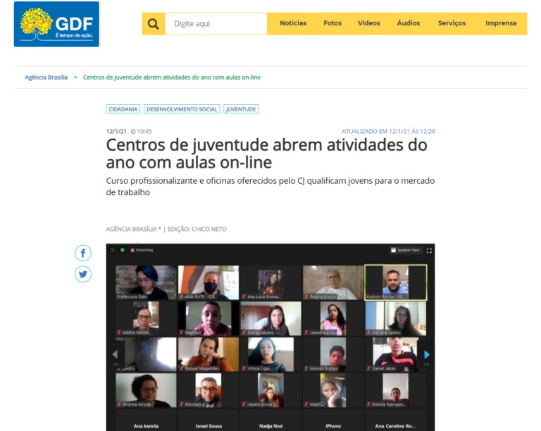 Agência Brasília: Centros de juventude abrem atividades do ano com aulas on-line