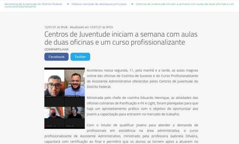 Secretaria de Juventude: Centros de Juventude iniciam a semana com aulas de duas oficinas e um curso profissionalizante
