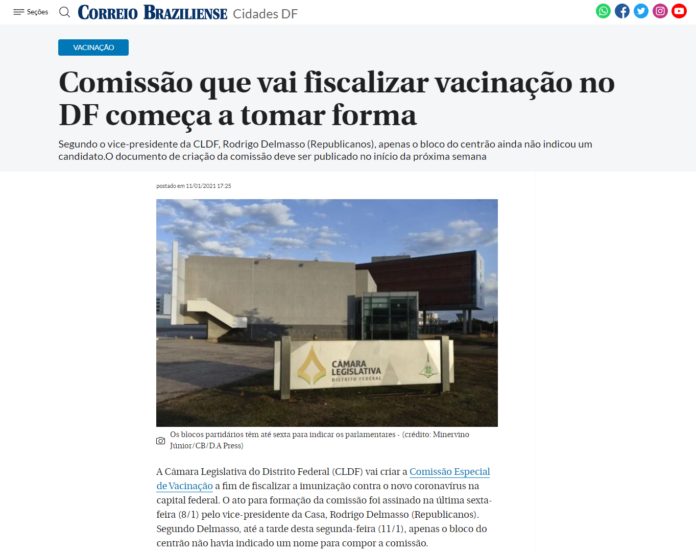 Correio Braziliense: Comissão que vai fiscalizar vacinação no DF começa a tomar forma
