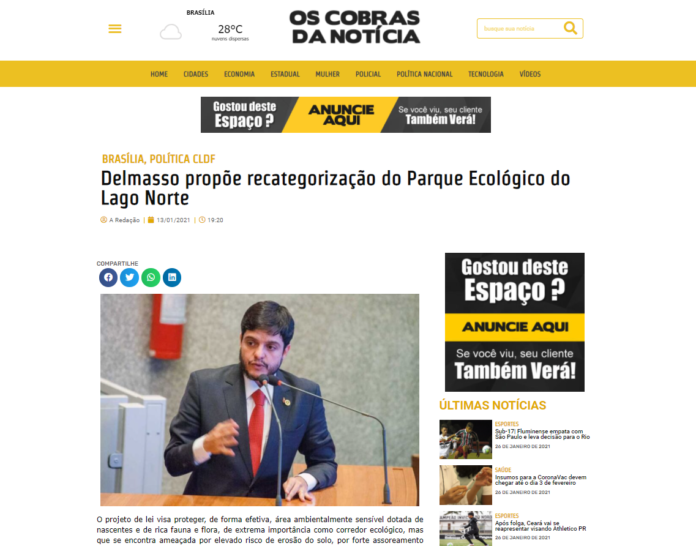 Os Cobras da Notícia: Delmasso propõe recategorização do Parque Ecológico do Lago Norte